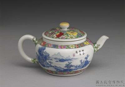 图片[3]-Pot with blue landscape in falangcai polychrome enamels, Qing dynasty, Yongzheng reign, 1723-1735-China Archive